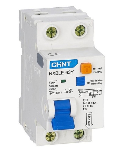NXBLE-63Y (R) 1п+N C 6А 30мА электронный тип AC 4.5кА CHINT (105540). Автоматический выключатель дифференциального тока. CHINT в Туле