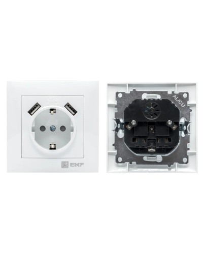 Валенсия розетка 1-местная с/з 16А (EWR16-028-10-2USB). Розетка 1-местная с/з 16А. EKF в Туле