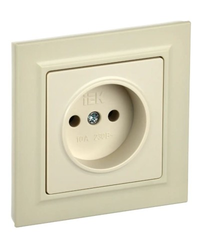 Розетка без з/к РС10-1-0-БрКр бежевый BRITE (BR-R10-10-K10). Розетка без заземления без защитных шторок. IEK в Туле