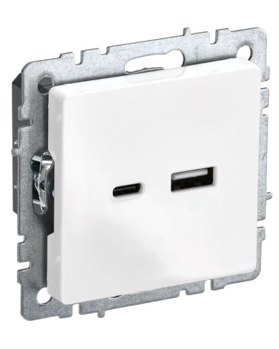 Розетка USB A+C 18Вт РЮ11-1-БрБ белый BRITE (BR-U22-018-K01). Розетка USB. IEK в Туле