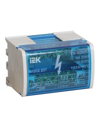 ШНК 2х7 L+PEN (YND10-2-07-100). Шина на DIN-рейку в корпусе (кросс-модуль). IEK в Туле