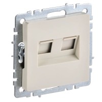 Розетка RJ45 РК10-2-БрКр кат.5E, бежевый BRITE (BR-K20-1-K10). Розетка компьютерная двойная. IEK