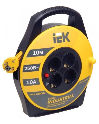 УК10 4 места, 10м (WKP15-16-04-10). Удлинитель на катушке Industrial. IEK в Туле