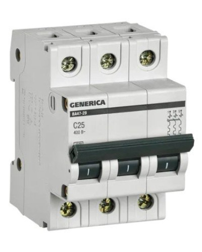 GENERICA ВА47-29 3P C 25А 4,5кА (MVA25-3-025-C). Автоматический выключатель. IEK в Туле