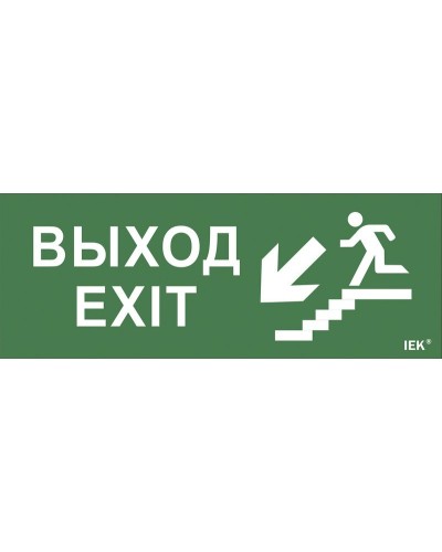 Самоклеящаяся этикетка Выход/лестница вниз/фигура для ССА (LPC10-1-35-13-VLVNF). Самоклеящаяся этикетка 240х90 мм. IEK в Туле