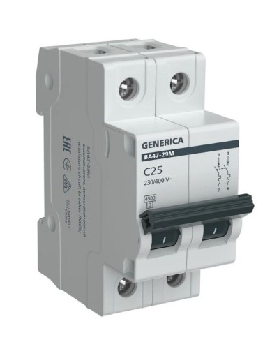 GENERICA ВА47-29М 2P C 25А 4,5кА (MVA21-2-025-C-G). Автоматический выключатель. IEK в Туле