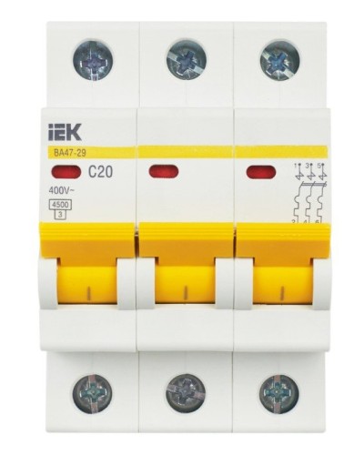 ВА47-29 3P C 20А 4,5кА KARAT (MVA20-3-020-C). Автоматический выключатель. IEK в Туле