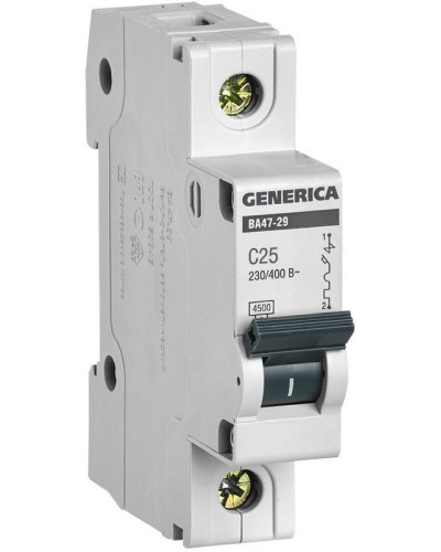 GENERICA ВА47-29 1P C 25А 4,5кА (MVA25-1-025-C). Автоматический выключатель. IEK в Туле