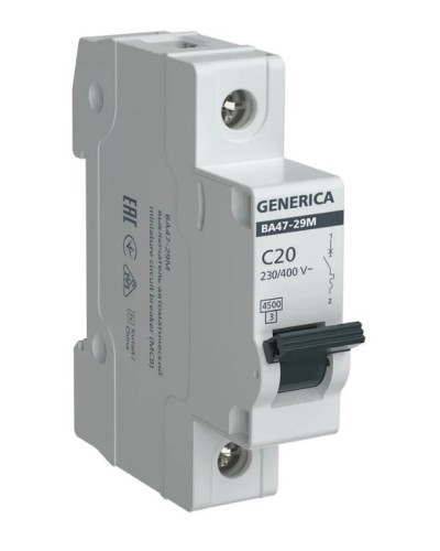 GENERICA ВА47-29М 1P C 20А 4,5кА (MVA21-1-020-C-G). Автоматический выключатель. IEK в Туле