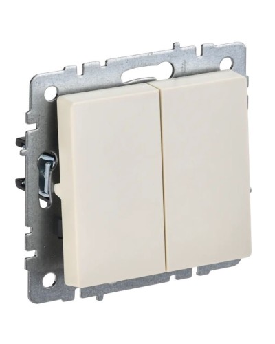 Выключатель 2-клавишный проходной ВС10-2-6-БрКр бежевый BRITE (BR-V22-0-10-K10). Выключатель. IEK в Туле