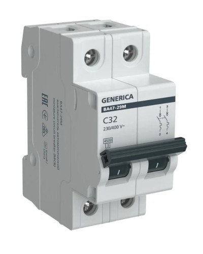GENERICA ВА47-29М 2P C 32А 4,5кА (MVA21-2-032-C-G). Автоматический выключатель. IEK в Туле
