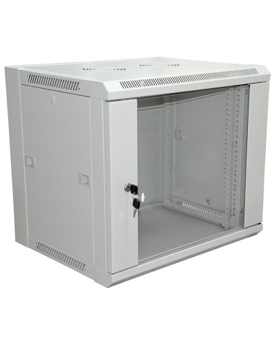 Шкаф телекоммуникационный 19 настенный 9U 600×450×500 мм (ШxГxВ) - передняя дверь стекло, боковые стенки съемные (разобранный) RAL 7035 (04-2201). Шкаф телекоммуникационный 19 настенный 9U. Rexant в Туле