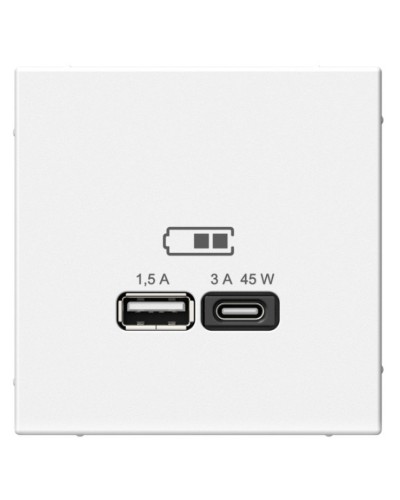 ArtGallery розетка USB тип-A+C 45Вт, скрытой установки, механизм, белый (GAL000129). Розетка USB. Systeme Electric в Туле