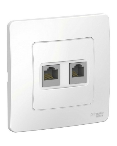 BLANCA розетка RJ45+RJ11 2-местная, кат. 5Е, скрытой установки, белый (BLNIS045111). Розетка компьютерная + телефонная. Systeme Electric в Туле