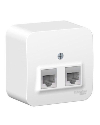 BLANCA розетка RJ11+RJ45, 2-местная, кат. 5Е, открытой установки, белый (BLNIA045111). Розетка компьютерная + телефонная с изолированной пластиной. Systeme Electric в Туле