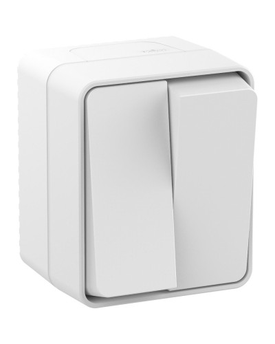 AtlasDesign PROFI54 выключатель 2-клавишный, открытой установки, белый (ATN540151). Выключатель. Systeme Electric в Туле
