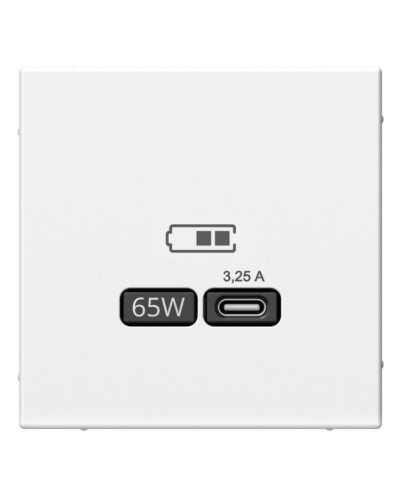 ArtGallery розетка USB тип-С 65Вт высокоскоростной заряд. QC, PD, скрытой установки, механизм, белый (GAL000127). Розетка USB. Systeme Electric в Туле