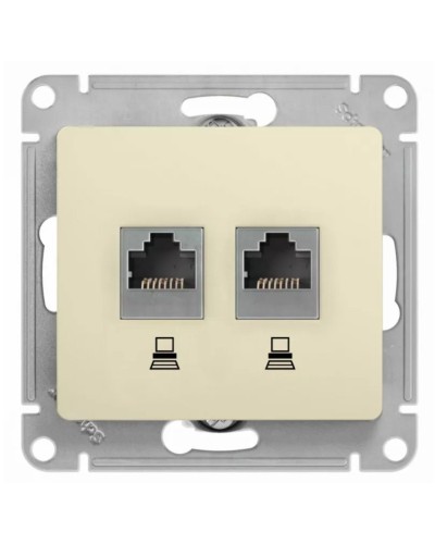 Glossa розетка RJ11+RJ45, 2-местная, кат. 5Е, скрытой установки, механизм, бежевый (GSL000285). Розетка компьютерная + телефонная. Systeme Electric в Туле