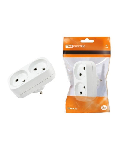 Блок на 2 гнезда 2П б/з плоский 6А 250B TDM (SQ1806-0025). Розетка. TDM ЕLECTRIC в Туле