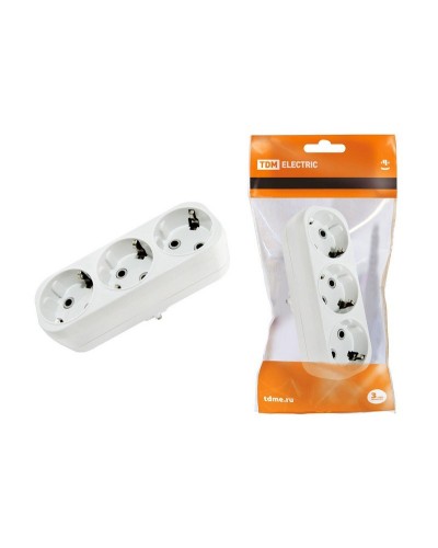 Блок на 3 гнезда 2П+З плоский 16А 250B TDM (SQ1806-0033). Розетка. TDM ЕLECTRIC в Туле