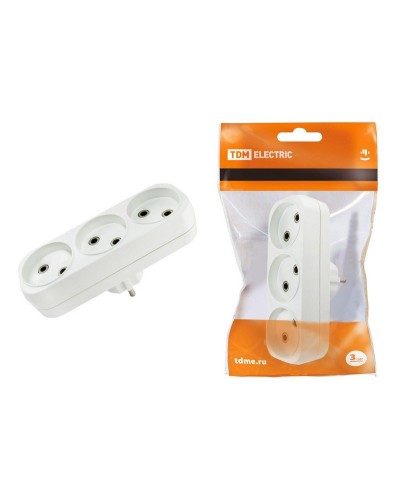 Блок на 3 гнезда 2П б/з плоский 6А 250B TDM (SQ1806-0027). Розетка. TDM ЕLECTRIC в Туле