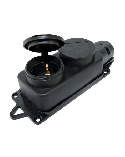 Розетка двухместная 2Р+РЕ 16А 250В IP44 (SQ0612-0010). Розетка двухместная с заглушками каучук. TDM ЕLECTRIC в Туле