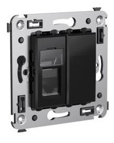 Розетка RJ-45 в стену Avanti одинарная черный квадрат (4402463). Розетка компьютерная. ДКС в Туле