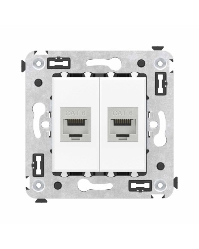 Розетка RJ-45 в стену, кат.6E, Avanti, двойная, белое облако (4400794). Розетка компьютерная модульная. ДКС в Туле