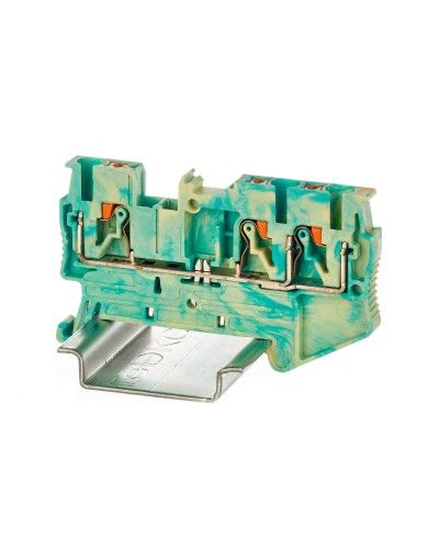 Клемма заземления, 3 точки подключения, 2.5 кв.мм (VPR-2.5-TWIN-PE-YG). Клемма заземления, зажим push-in. ДКС в Туле