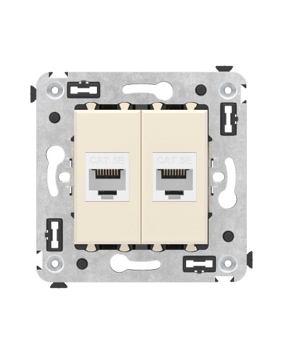 Розетка RJ-45 в стену, кат.5E, Avanti, двойная, ванильная дымка (4405664). Розетка компьютерная. ДКС в Туле