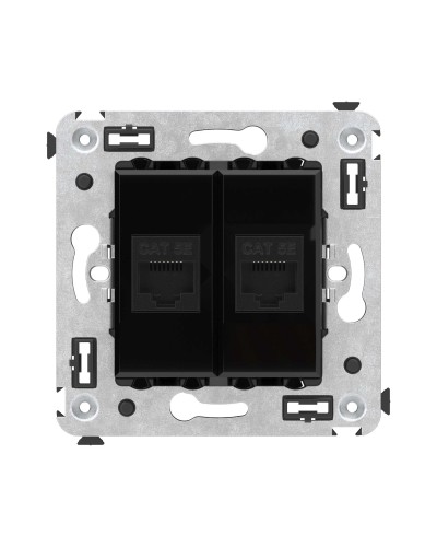 Розетка RJ-45 в стену, кат.5E, Avanti, двойная, черный квадрат (4402664). Розетка компьютерная. ДКС в Туле