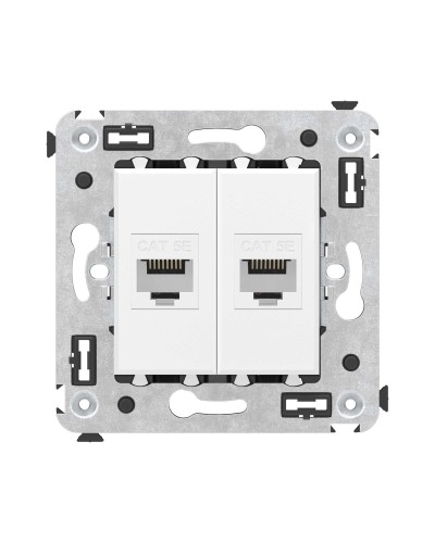 Розетка RJ-45 в стену, кат.5E, Avanti, двойная, белое облако (4400664). Розетка компьютерная. ДКС в Туле