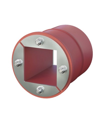 Проходка круглая, нержавеющая, D150х70 мм с проемом 90х90 мм (DXF3125): Проходка круглая, нержавеющая, с проёмом в Туле
