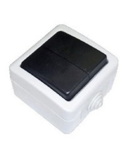 Переключатель двухклавишный 2-полюсный с 2 мест EF602SA, серый, LK Aqua (80006). Переключатель. Экопласт в Туле