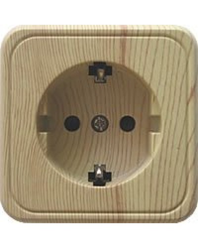 Розетка одинарная открытой установки с з/к, сосна, LK Standard (813225). Розетка с заземляющими контактами и защитными шторками. Экопласт в Туле