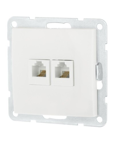 Розетка телефонная двойная 2xRJ-12 с накладкой, белый LK60 (865604-1). Розетка телефонная. Экопласт в Туле