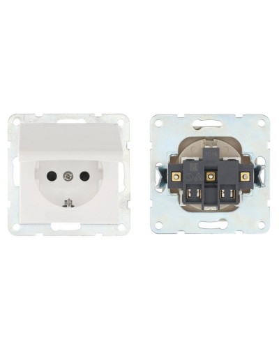 Розетка с з/к, шторками и крышкой, белый LK80 (843404-1). Розетка. Экопласт в Туле