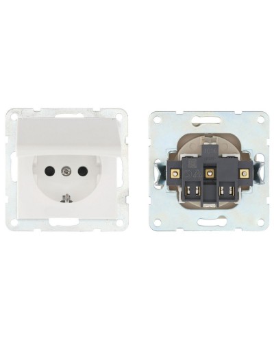 Розетка с з/к, шторками и крышкой, белый LK60 (863404-1). Розетка. Экопласт в Туле