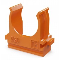 Крепёж-клипса для труб АБС-пластик оранжевая D20 (100 шт) (PR13.0064). Крепление для труб ПВХ. Промрукав