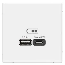 ArtGallery розетка USB тип-A+C 45Вт, скрытой установки, механизм, белый (GAL000129). Розетка USB. Systeme Electric